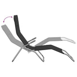 Folding Sun Loungers 2 pcs Black Textilene&Powder-coated Steel 360172
