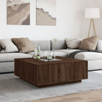 ZNTS Coffee Table with Infinity LED Brown Oak 100x100x40 cm 3284048