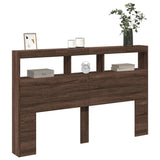 Headboard Cabinet with LED Brown Oak 160x17x102 cm 839209