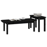 ZNTS 2 Piece Coffee Table Set Black Solid Wood Pine 822366