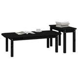 ZNTS 2 Piece Coffee Table Set Black Solid Wood Pine 822366