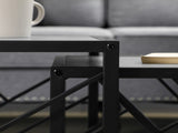 Nesting Coffee Tables, Set of 3 Square Side Tables with Black Metal Frame, for Living Room, Bedroom T3398P341425