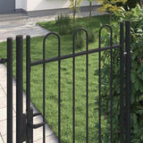 Fence Gate Single Door with Arched Top Steel 1x1.75 m Black 145743