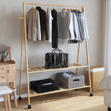 ZNTS Clothes Rack with Shelves and Wheels 132x45.5x155.5 cm Bamboo 4008911