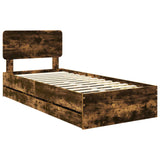 Bed Frame with Drawer Smoked Oak 90 x 190 cm Engineered Wood 3412231