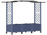 Raised Bed with Trellis and Roof Grey 164 x 40 x 144 cm PP 3423102