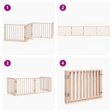 Dog Gate with Door Foldable 4 Panels 320 cm Poplar Wood 352177