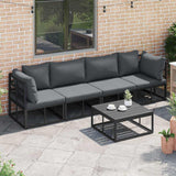 Garden Sofa Set 5 pcs Black Metal 3378843