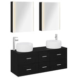 Bathroom Furniture Set 5 pcs Black Oak 3407048