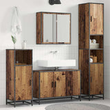 Bathroom Furniture Set with Door 3 pcs Old Wood Engineered Wood 3402396