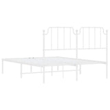 Metal Bed Frame without Mattress with Headboard White 150x200cm 373938