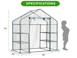 Mini Walk-in Greenhouse with PVC Cover, 4-Shelf Indoor Outdoor Planting Green House for 62584139