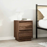 Bedside Cabinet with LED Lights Brown Oak 38x34x50 cm 861295