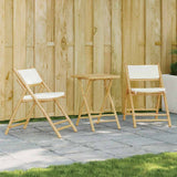3 Piece Folding Bistro set with Cream White Cushions Bamboo 3208933