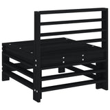 Garden Middle Sofa Black Solid Wood Pine 825615