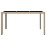 Garden Table with Glass Top Beige Poly Rattan&Tempered Glass 319553