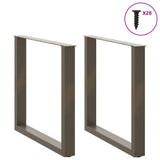 Dining Table Legs U-Shaped 2 pcs Natural Steel 80x cm Steel 4013191