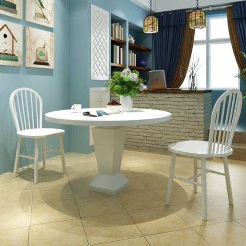 Dining Chairs 2 pcs White Solid Rubber Wood 242026
