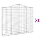 Arched Gabion Baskets 3 pcs 200x30x160/180 cm Galvanised Iron 3145494