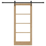 Sliding Door Natural and Black 86 x 198.5 cm 3332395