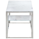 Coffee Table Silver Stainless Steel and Tempered Glass 350019