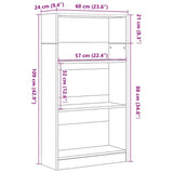 Bookcase Black Oak 60x24x109 cm Engineered Wood 862455