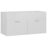 Sink Cabinet with Built-in Basin High Gloss White Engineered Wood 3070844