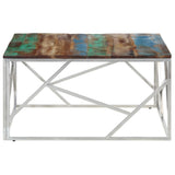Coffee Table Silver Stainless Steel and Solid Reclaimed Wood 349952