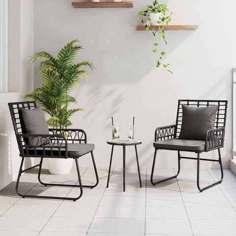 Garden Dining Set 3 pcs Black and Anthracite Poly rattan, steel 42010350