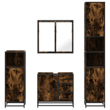 4 Piece Bathroom Furniture Set Smoked Oak Engineered Wood 3301197
