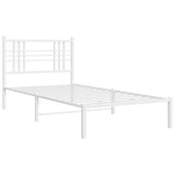 Metal Bed Frame without Mattress with Headboard White 100x200cm 376368