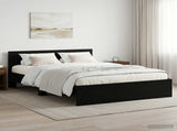 Bed Frame with Headboard Black Oak 135 x 190 cm Engineered wood 3445785