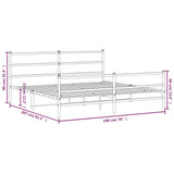 Metal Bed Frame without Mattress with Footboard White 193x203cm 355438