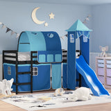 Kids' Loft Bed with Tower without Mattress Blue 80x200 cm 3207097