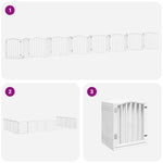 Dog Gate with Door Foldable 15 Panels White 750 cm Poplar Wood 3155593
