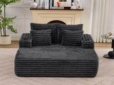 Chaise Lounge Chair Indoor, Plush Faux Fur Sleeper Sofa Couch Bed with Pillows & Wide Armrests, W5807P531941