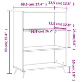 Bookcase Grey Sonoma 69.5x32.5x90 cm Engineered Wood 828338