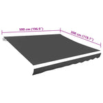 ZNTS Awning Top Sunshade Canvas Anthracite 500x300 cm 143712