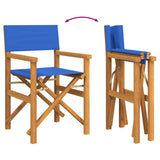 Folding Director's Chair Blue Solid Wood Teak 4008509