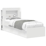 Headboard Cabinet with Storage High Gloss White Engineered Wood 8001250
