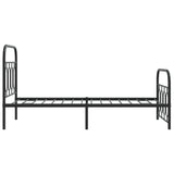 Metal Bed Frame without Mattress with Footboard Black 80x200cm 377126
