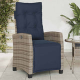 Reclining Garden Chair with Footrest Grey Poly Rattan 365239