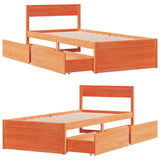 Bed Frame without Mattress Wax Brown 90x200 cm Solid Wood Pine 846794