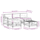 5 Piece Garden Lounge Set with Cushions Grey Solid Wood 3186062