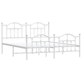 Metal Bed Frame without Mattress with Footboard White 183x213cm 353511