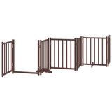 Dog Gate with Door Foldable 15 Panels Brown 750 cm Poplar Wood 3155717