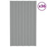 Roof Panels 36 pcs Galvanised Steel Grey 80x45 cm 317202