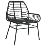3 Piece Garden Dining Set Black Poly Rattan Glass 3334534