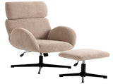 Swivel Armchair and Footstool Set, Height Adjustable Accent Chair with Adjustable Headrest, Rocking T3398P548764