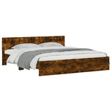 Bed Frame with LED without Mattress Smoked Oak 200x200 cm 3207585